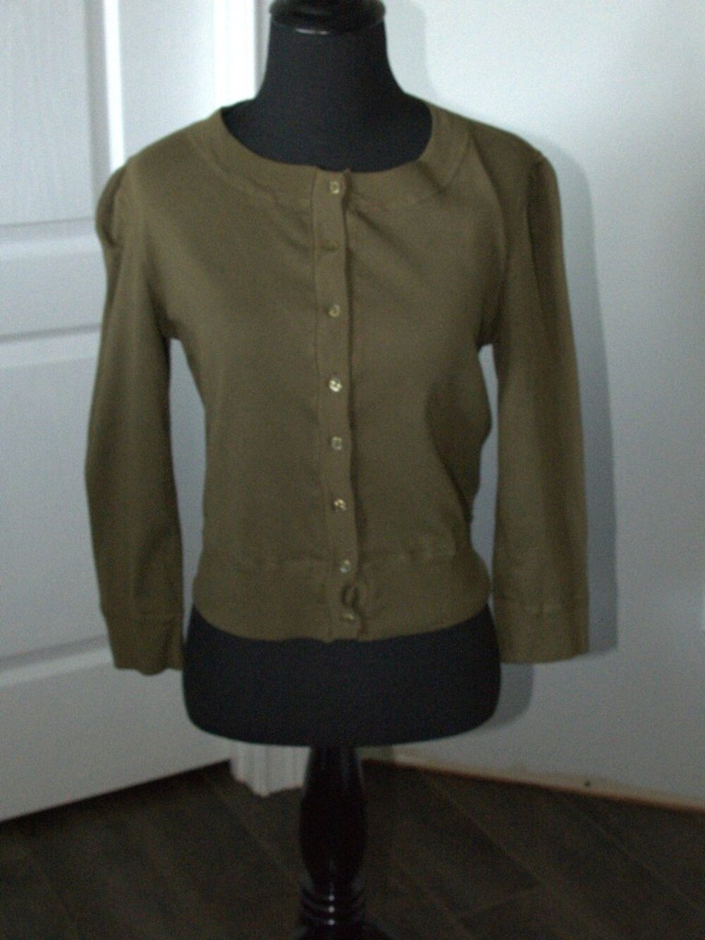 Three Dots Women's Olive Green Waist Knit Cardigan size Medium